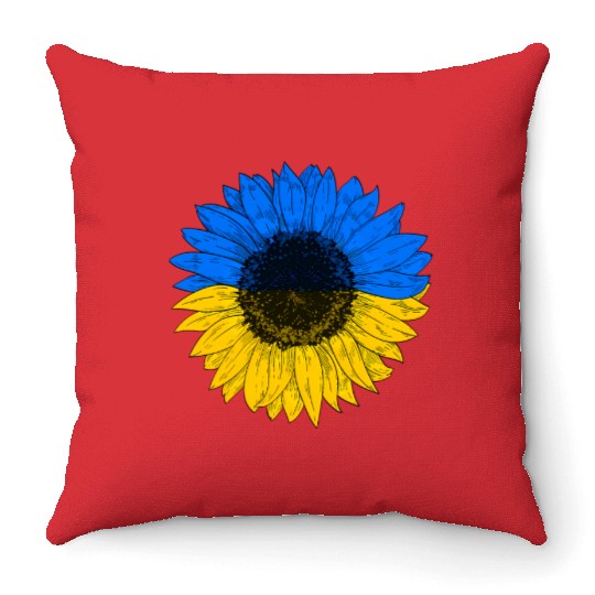 Ukraine Flag Sunflower Ukrainian Flag Throw Pillows