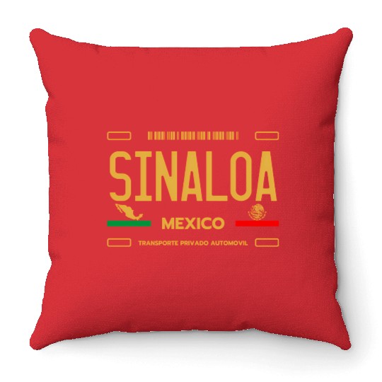 Sinaloa Meco License Plate Aesthetic Sinaloa Throw Pillows