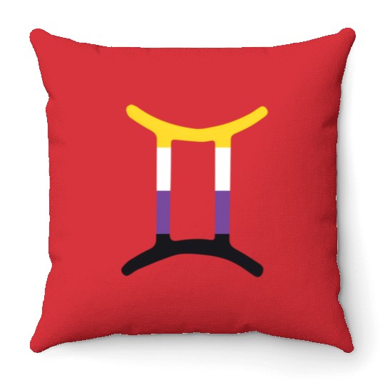 Non Binary Gemini Sign Non Binary Pride Throw Pillows