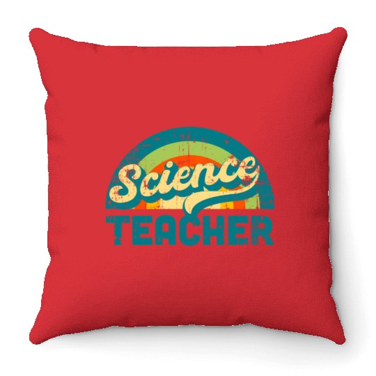 Science Teacher Retro Vintage 70S 80S Groovy Distr Throw Pillows