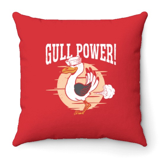 Gull Power Whirer Bird Seabird Seagull Throw Pillows