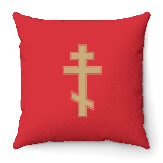 Russian Orthodox Cross Slavo Byzantine Cross Throw Pillows