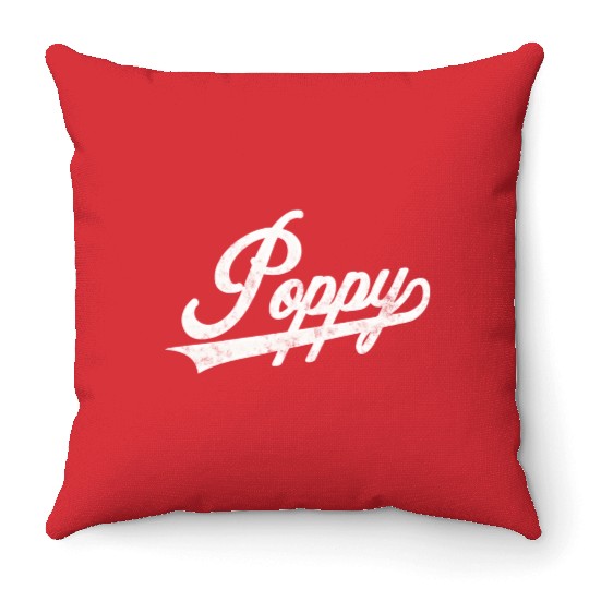 Poppy Style Fatherâ€™S Day For Papa Grandpa Throw Pillows