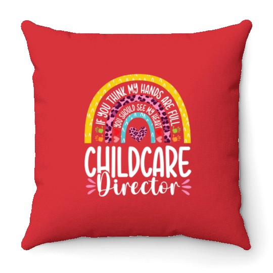 Heart Childcare Director Daycare Teacher Throw Pillows