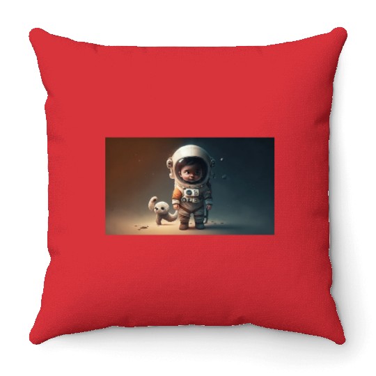 Cosmic Steps: The Baby Astronaut's Journey Throw Pillows