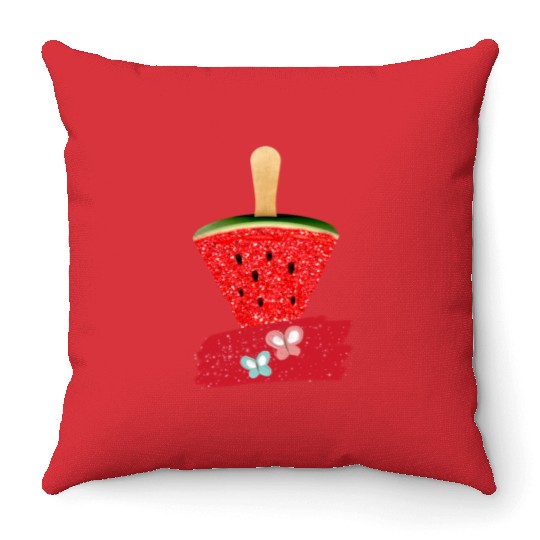 summer watermelon Throw Pillows