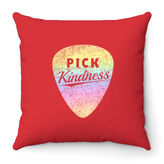 Pastel Rainbow Guitar Pick Pun Anti-Bullying Pick Throw Pillows