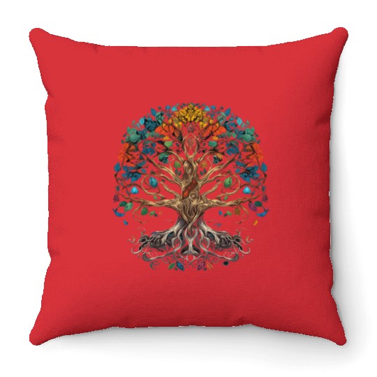 Epic Legendary Viking Tree of Life,Plant Lover Throw Pillows