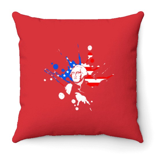 Merica George Washington Independence Day Throw Pillows