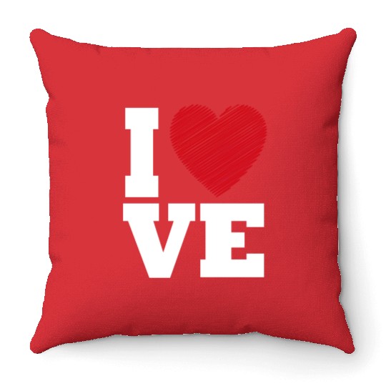 Love Heart Typography for Valentines Day Throw Pillows