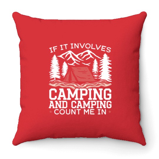 Camping And Bacon Meat Camp Camper I Love Bacon Throw Pillows