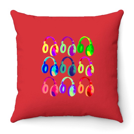 EDM DJ Headphones Dance Rave Music Festival Throw Pillows