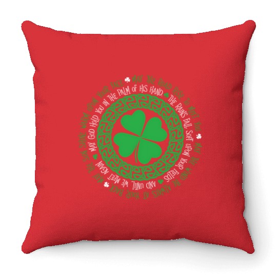 Irish Blessing Celtic Knot 4 Leaf Clover - St Throw Pillows