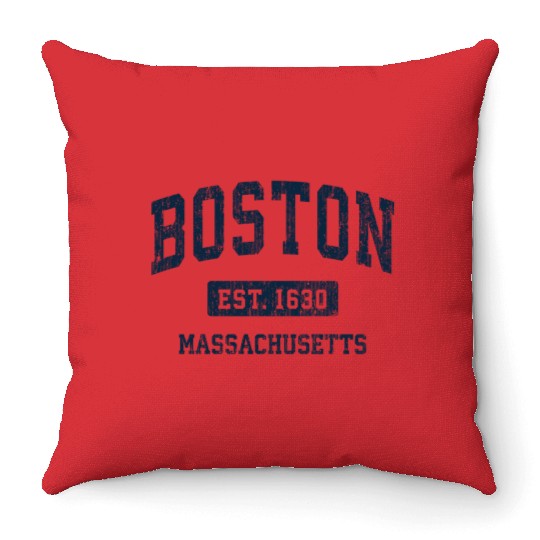 Boston Massachusetts Ma Vintage Athletic Throw Pillows