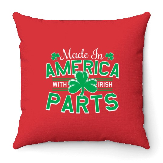 Made In America With Irish Parts Throw Pillows