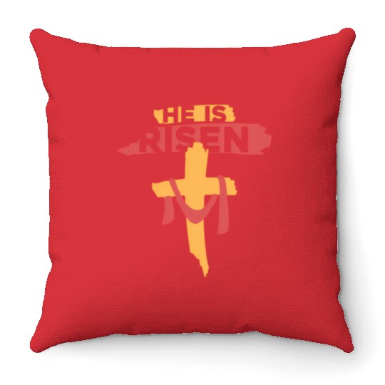 He Is Risen Christian Easter Throw Pillows