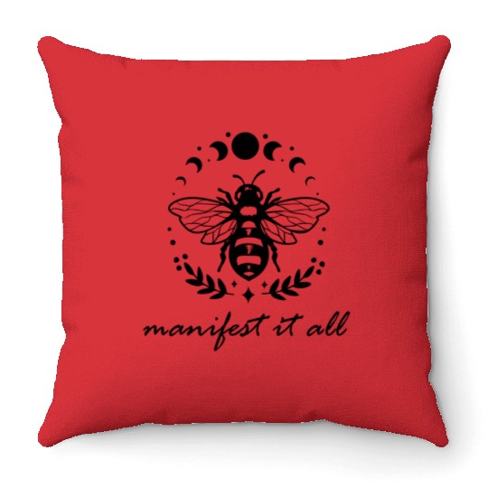 Manifest It All Moon Phase Manifestation ritual Throw Pillows