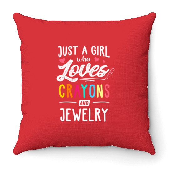 Just A Who Loves Crayons And Jewelry Youth Throw Pillows