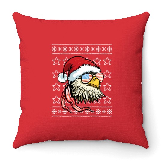 Ugly Usa Flag Bald Eagle Throw Pillows