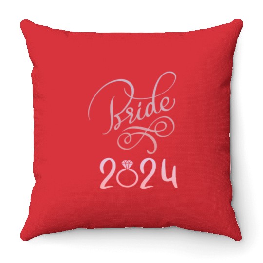 Bride To Be 2024 Fiancã© Engagement Announcement Throw Pillows