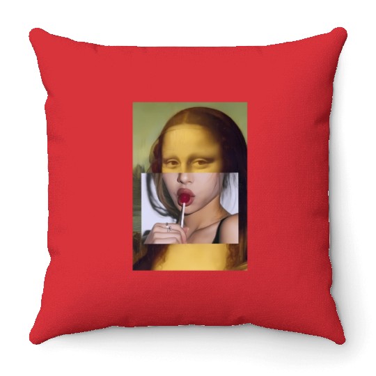 Mona Lisa Lollipop Mona Lisa Throw Pillows
