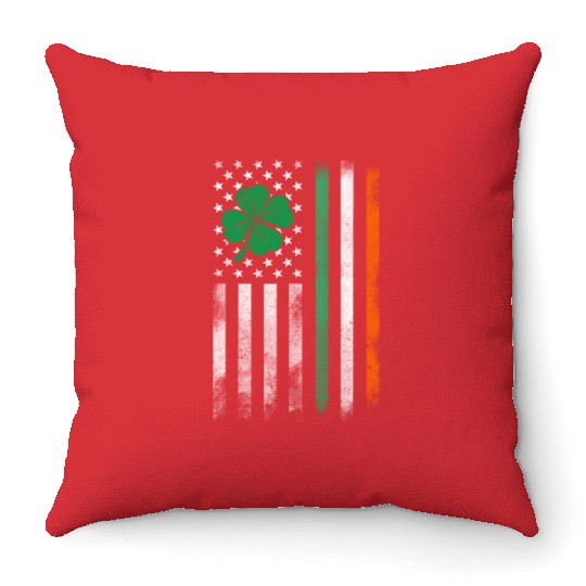 St Patrick'S Day Irish American Flag Vintage Throw Pillows
