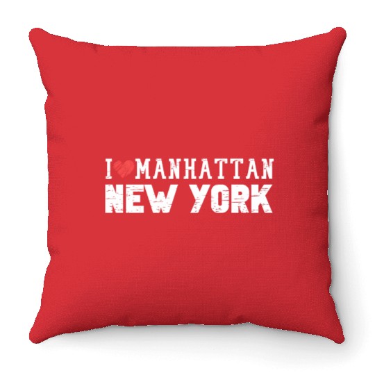 Manhattan New York Love I Heart Manhattan Ny Throw Pillows