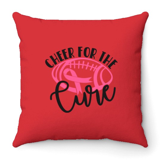 Cheer For The Cure Pink Breast Cancer Awareness Throw Pillows