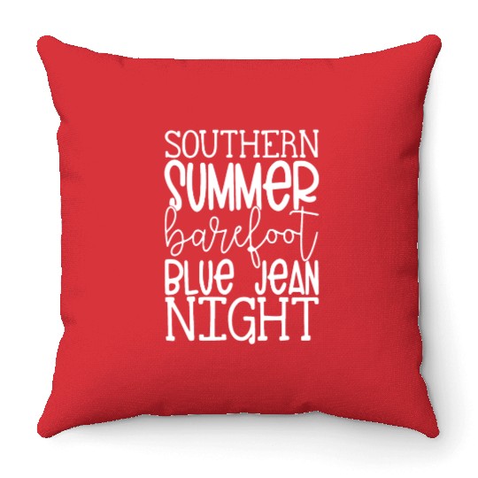 Southern Summer Barefoot Blue Jean Night Throw Pillows