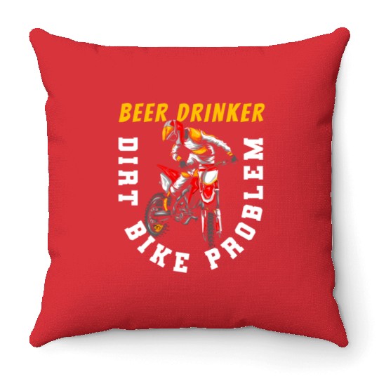 Dirt Bike Drinker - Supermoto Mx Motocross Dirt Throw Pillows