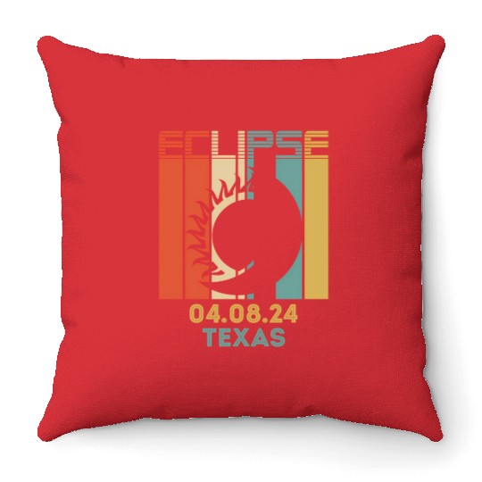 America Total Solar Eclipse 040824 Texas 2024 Throw Pillows