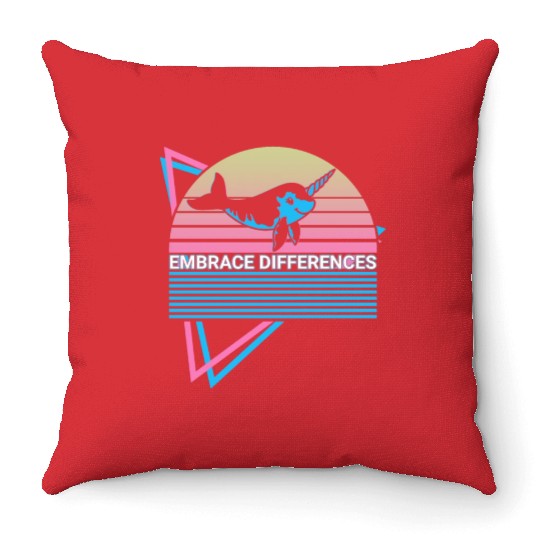Narwhal Retro Throw Pillows