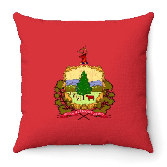 Vermont Flag State Vintage Throw Pillows
