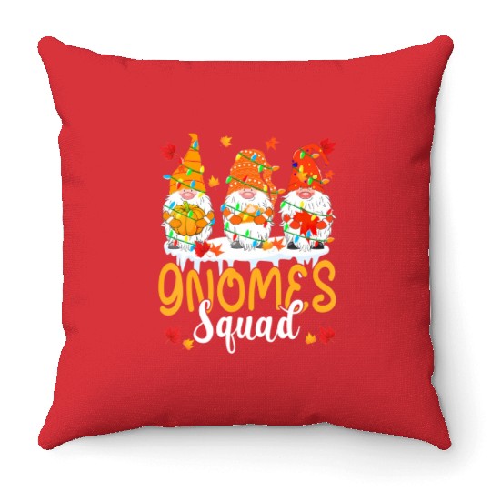 Gnomes Squad Cute Thanksgiving Light Autumn Three Throw Pillows