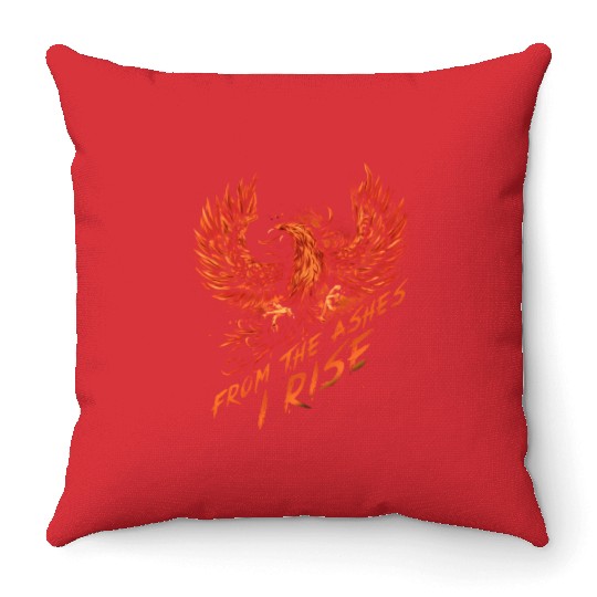 From The Ashes I Rise Motivational Phoenix Throw Pillows