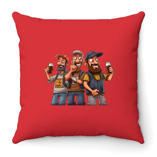 Brew Crew: Unleashing the Beer Gang's Spirit Throw Pillows