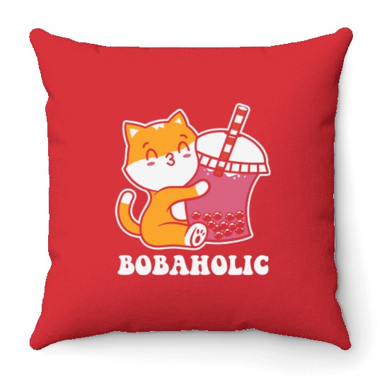 Bubble Milk Boba Tea Tapioca Pearls Lover Funny Throw Pillows