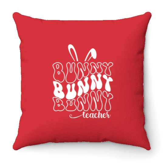 Cute Teacher Bunny Teacher Easter Throw Pillows