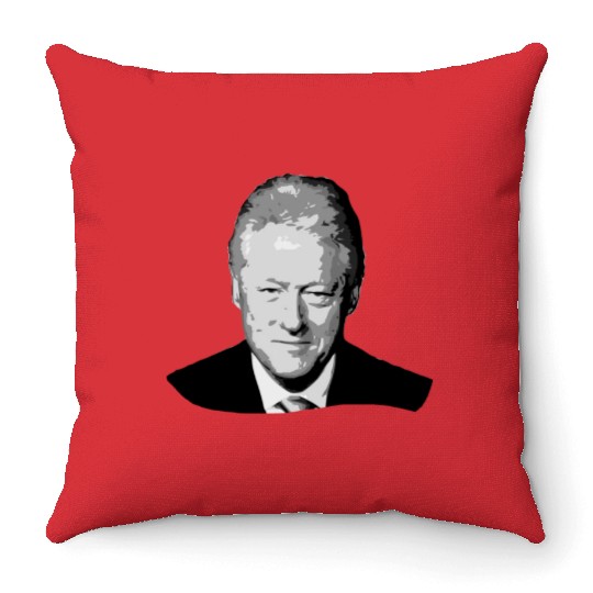 Bill Clinton Grayscale Pop Art Throw Pillows