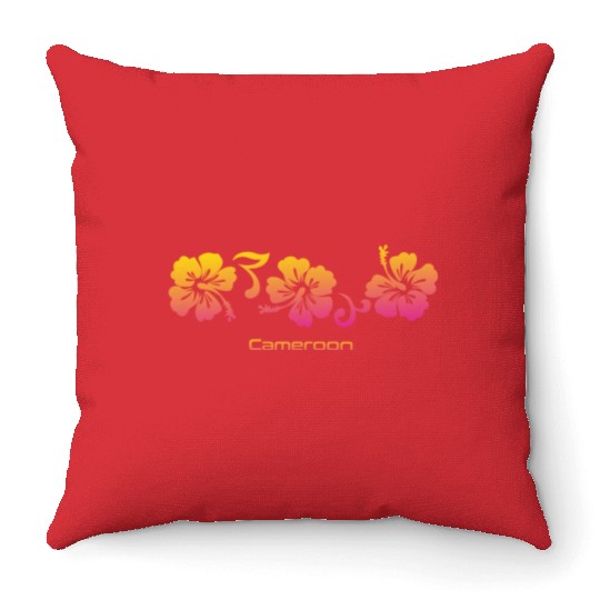 Cameroon Africa Hibiscus Souvenir Vacation Throw Pillows