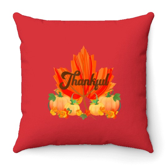 Pumpkin Fall Autumn Thankful Thanksgiving Throw Pillows