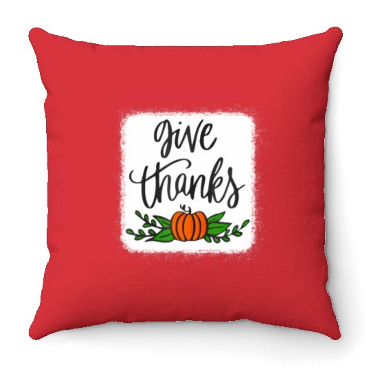 Give Thanks Pumpkin Harvest Fall Autumn Throw Pillows