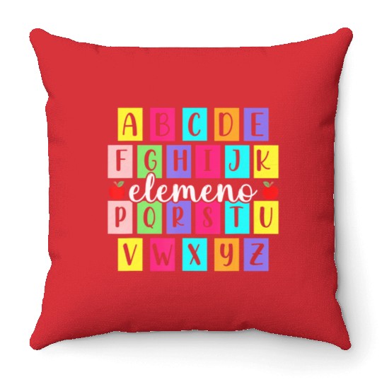 ABC Elemeno Kindergarten Teacher Cute Back to Throw Pillows
