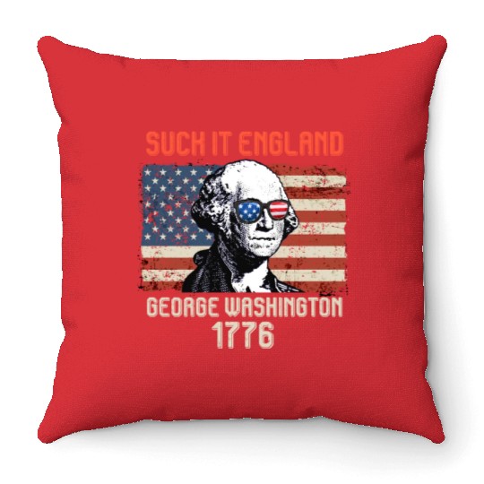Suck it England George Washington 1776 USA Throw Pillows
