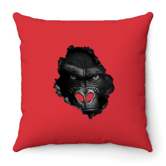 Gorilla Face Wall Animal Print Animal Throw Pillows