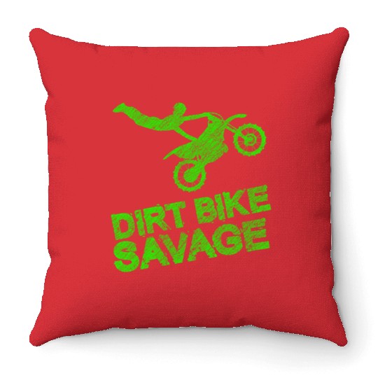 Dirt Bike Savage Motocross Distressed Youth Rider Throw Pillows
