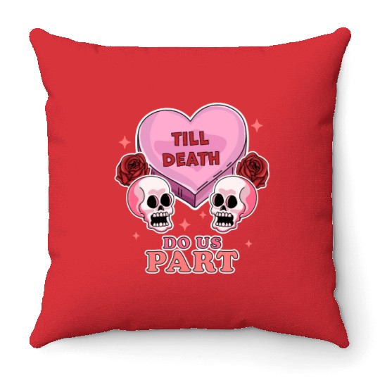Till Death Do Us Part Skeleton Skull Valentine s Throw Pillows