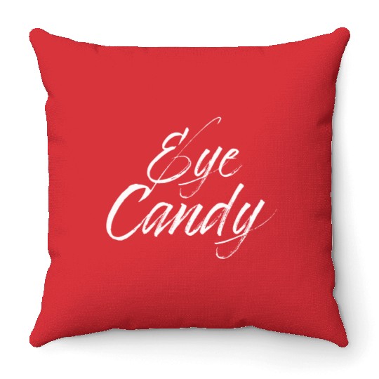 eye candy white Throw Pillows