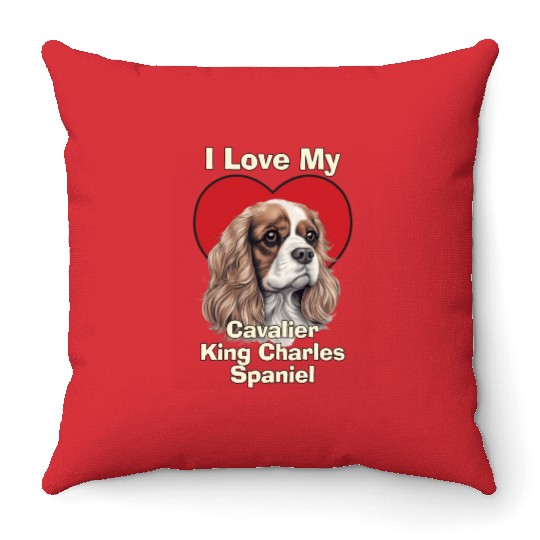 I Love My Cavalier King Charles Spaniel Puppy Dog Throw Pillows