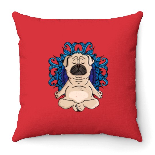 Zen Buddhism Meditation Gift Dog Lover Women Yoga Throw Pillows